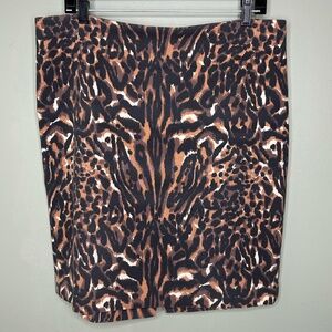 Women's petite animal print midi pencil skirt Talbots 14